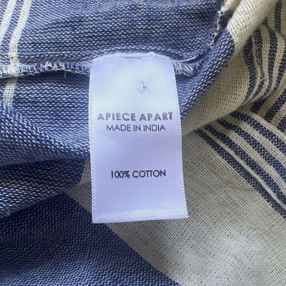 Apiece Apart Womens 0 Short Sleeve Boxy Top 100% Cotton Blue White Striped - Picture 8 of 9